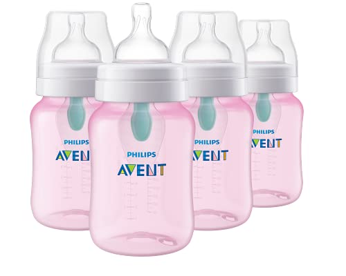 0075020093882 - PHILIPS AVENT ANTI-COLIC BABY BOTTLES WITH AIRFREE VENT, 9OZ, 4PK, PINK, SCY703/14