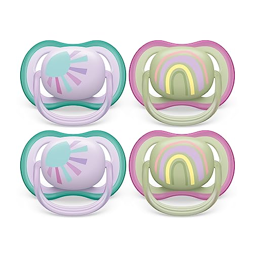 0075020103499 - PHILIPS AVENT ULTRA AIR PACIFIER - 4 X LIGHT, BREATHABLE BABY PACIFIERS FOR BABIES AGED 0-6 MONTHS, BPA FREE WITH STERILIZER CARRY CASE, SCF085/51