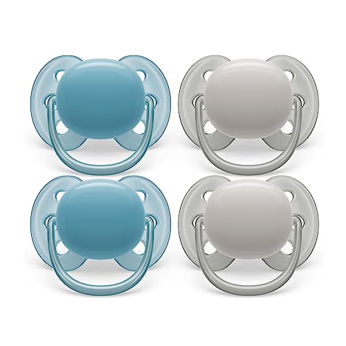 0075020103741 - PHILIPS AVENT ULTRA SOFT PACIFIER - 4 X SOFT AND FLEXIBLE BABY PACIFIERS FOR BABIES AGED 6-18 MONTHS, BPA FREE WITH STERILIZER CARRY CASE, SCF091/27