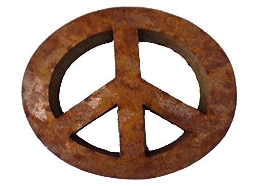 0750227101058 - RUSTIC ARROW PEACE SIGN FOR DECOR, 14-INCH, BROWN