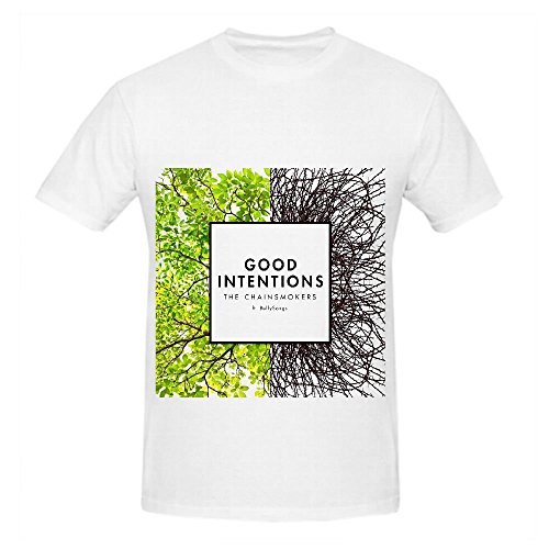 7502520411852 - THE CHAINSMOKERS GOOD INTENTIONS POP ALBUM MEN O NECK DESIGN TEE SHIRTS WHITE
