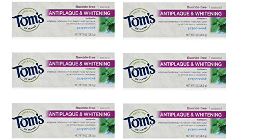 0750253661144 - TOM'S OF MAINE NATURAL ANTIPLAQUE TARTAR CONTROL & WHITENING TOOTHPASTE PEPPERMINT 1 OZ TRAVEL SIZE (PACK OF 6)