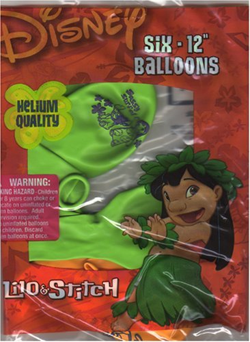0075060019804 - LILO AND STITCH HELIUM QUALITY LATEX BALLOONS 6 IN PACKAGE SIZE 12 PARTY