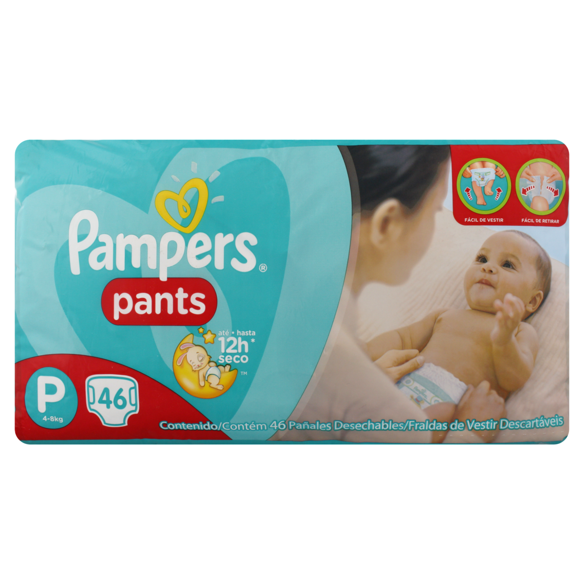 7506339395549 - FRALDA DESCARTÁVEL INFANTIL PANTS PAMPERS P PACOTE 46 UNIDADES