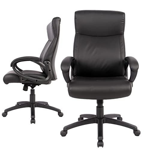 0750739479294 - EXECUTIVE OFFICE CHAIR, LEATHER DESK CHAIR, HIGH BACK COMPUTER CHAIR, ERGONOMIC SWIVEL MANAGERIAL CHAIR WITH PADDED ARMRESTS