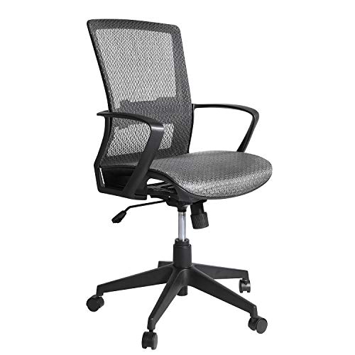 0750739624281 - OFFICE CHAIR, MESH ERGONOMIC COMPUTER DESK CHAIR MID BACK TASK SWIVEL CHAIR ROLLING EXECUTIVE CHAIR WITH LUMBAR SUPPORT AND ARMRESTS, GRAY
