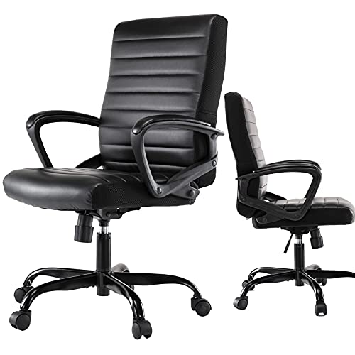 0750739624373 - OFFICE CHAIR, ERGONOMIC DESK CHAIR PU LEATHER COMPUTER CHAIR EXECUTIVE CHAIR, ADJUSTABLE SWIVEL COMFORTABLE ROLLING CHAIR WITH PADDED ARMRESTS