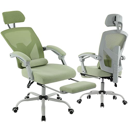 0750739843347 - ERGONOMIC OFFICE CHAIR, RECLINING HIGH BACK MESH CHAIR, COMPUTER DESK CHAIR, SWIVEL ROLLING HOME TASK CHAIR WITH LUMBAR SUPPORT PILLOW, ADJUSTABLE HEADREST, RETRACTABLE FOOTREST AND PADDED ARMRESTS