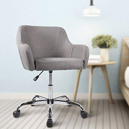 0750739844962 - OFFICE CHAIRS HOME BEDROOM CHAIR CUTE DESK CHAIR MODERN OFFICE CHAIR MID BACK TASK CHAIR UPHOLSTERED COMPUTER CHAIR MID CENTURY MODERN ACCENT CHAIRS SWIVEL ROLLING CHAIR WITH ARMRESTS FOR LIVING ROOM