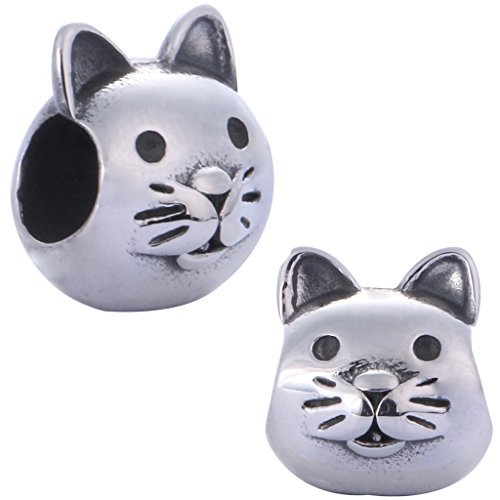 0750810438875 - FLORA MCQUEEN SILVER PLATED SMILING CAT A CHARM BEAD FITS PANDORA CHARMS BRACELET FMC-16001