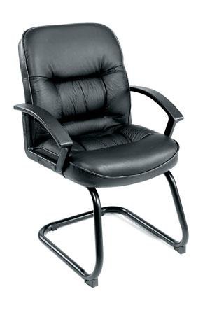 0751118730913 - BOSS MID BACK LEATHERPLUS GUEST CHAIR WITH CANTILEVER BASE
