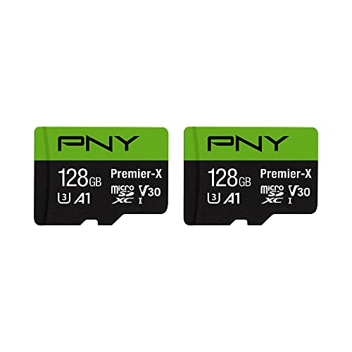 0751492661056 - PNY 128GB PREMIER-X CLASS 10 U3 V30 MICROSDXC FLASH MEMORY CARD 2-PACK - 100MB/S, CLASS 10, U3, V30, A1, 4K UHD, FULL HD, UHS-I, MICRO SD
