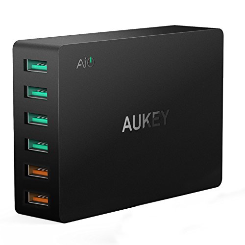 0751570332137 - QUICK CHARGE 3.0 AUKEY 6-PORT USB CHARGER FOR SAMSUNG GALAXY S8/S7/EDGE, IPHONE 7/7 PLUS, IPAD PRO/AIR 2, LG G5 AND MORE