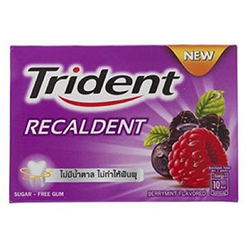 0751576159868 - TRIDENT RECALDENT CHEWING GUM BERRYMINT FLAVORED SUGAR FREE DENTAL HEALTH NET WT 11.2 G 8 PELLETS PER EACH, 4 COUNT SOLD BY GO GREENS