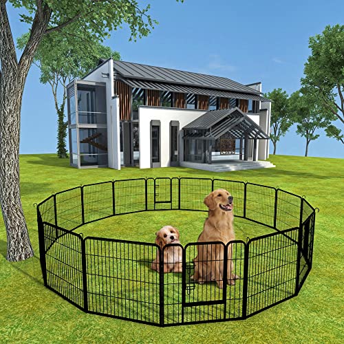 0751580974365 - EMKK DOG PEN EXTRA LARGE INDOOR OUTDOOR DOG FENCE PLAYPEN HEAVY DUTY 16 PANELS 31.5 INCHES EXERCISE PEN DOG CRATE CAGE KENNEL FOR PET ANIMALS DOG CAT RABBIT BREED PUPPY