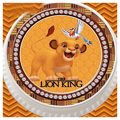 0751659480414 - LARGE ROUND 7.5 INCH EDIBLE ICING CAKE TOPPER LION BABY SIMBA KCL0816