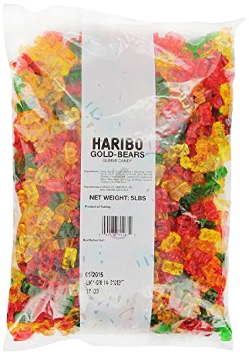 0751778172337 - HARIBO GUMMI CANDY GOLD-BEARS, 5-POUND BAG WITH RESEALABLE BAG