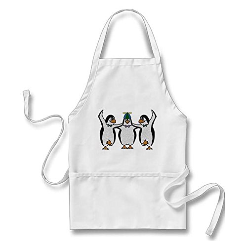 0751826772557 - PENGUIN TRIO ADULT APRON WHITE SIZE FIT MOST WITH POCKETS
