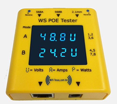 0752423138159 - WS-POE-TESTER - DISPLAY POWER OVER ETHERNET OPERATING VALUES, FROM 9V TO 56 VOLTS, 0-5 AMPS, UP TO 120 WATTS, IN 802.3AF, 802.3AT AND PASSIVE MODES - WITH ACTIVE LOAD AT 10/100/1000 DATA RATES