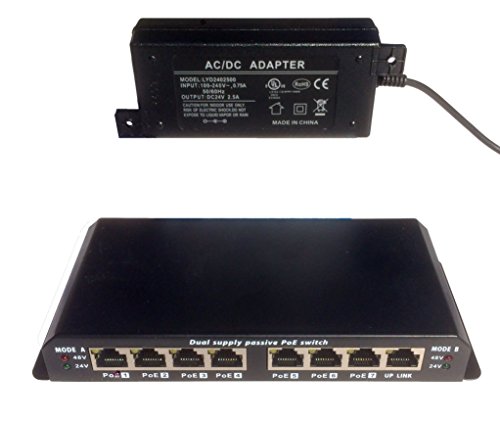 0752423138227 - 8 PORT ETHERNET SWITCH WITH PASSIVE POE ON 7 PORTS -WS-POES-8-7-24V60W - POWER OVER ETHERNET FOR UBIQUITI, MIKROTIK AND OPENMESH WITH 24 VOLT SUPPLY AT 60 WATTS, FOR ANY 24V DEVICE