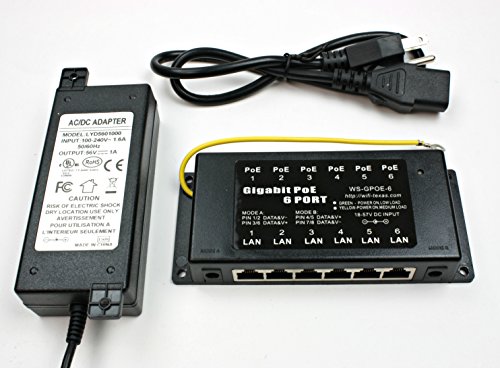 0752423138289 - WS-GPOE-AT-6-56V60W 802.3AT GIGABIT PASSIVE POE 6 PORT POWER OVER ETHERNET INJECTOR WITH 60 WATTS
