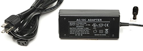 0752423138319 - REPLACEMENT 48 VOLT 1.25 AMP POWER SUPPLY FOR SWANN NVR, WITH 6.0MM DC PLUG UL AND FCC APPROVALS - 60 WATTS