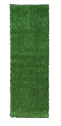 0752423723201 - EVERGREEN COLLECTION INDOOR/OUTDOOR GREEN ARTIFICIAL GRASS TURF RUNNER RUG (2'7 X 8') ARTIFICIAL SOLID GRASS DESIGN RUNNER RUG