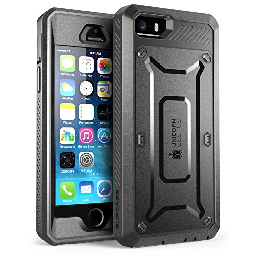 0752454311163 - IPHONE SE CASE, SUPCASE FULL-BODY RUGGED HOLSTER CASE WITH BUILT-IN SCREEN PROTECTOR FOR APPLE IPHONE SE (2016 RELEASE/COMPATIBLE WITH IPHONE 5S/5), UNICORN BEETLE PRO SERIES (BLACK/BLACK)