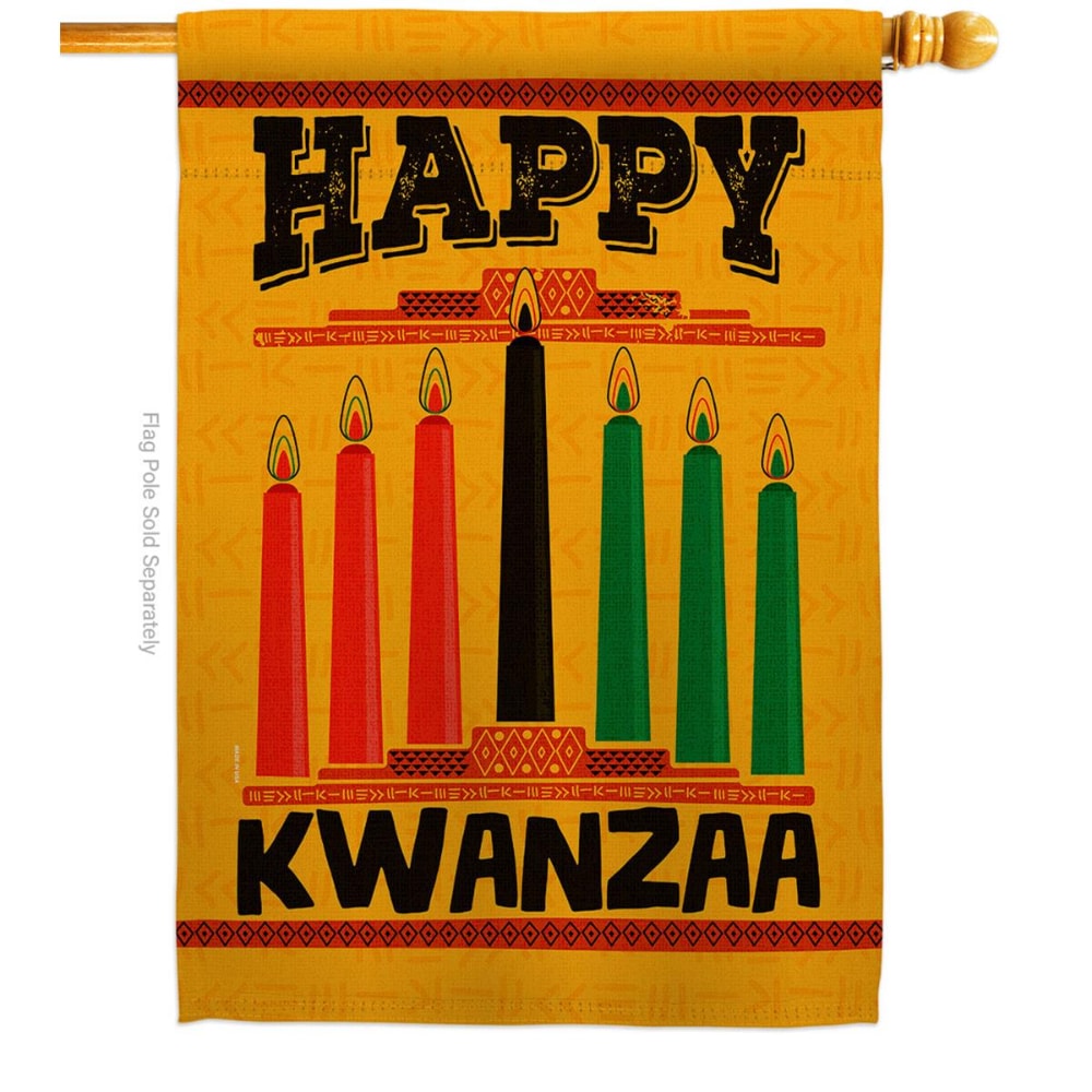 0075251622141 - BREEZE DECOR H114235-BO WISHING YOU HAPPY KWANZAA HOUSE FLAG WINTER 28 X 40 IN. DOUBLE-SIDED
