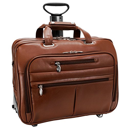 0752527843034 - MCKLEIN USA OHARE R SERIES LEATHER 17 DETACHABLE-WHEELED LAPTOP CASE IN BROWN