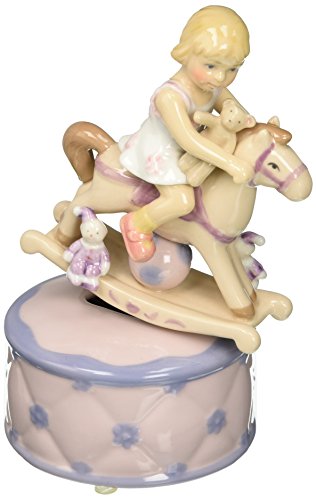 0752593800511 - COSMOS 80051 FINE PORCELAIN GIRL ON ROCKING HORSE MUSICAL FIGURINE, 7-1/8-INCH