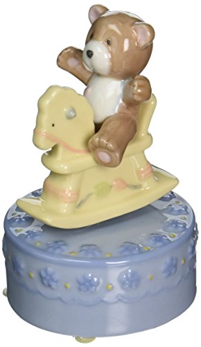 0752593800634 - COSMOS 80063 FINE PORCELAIN ROCKING HORSE WITH BEAR MUSICAL FIGURINE, 4-3/4-INCH