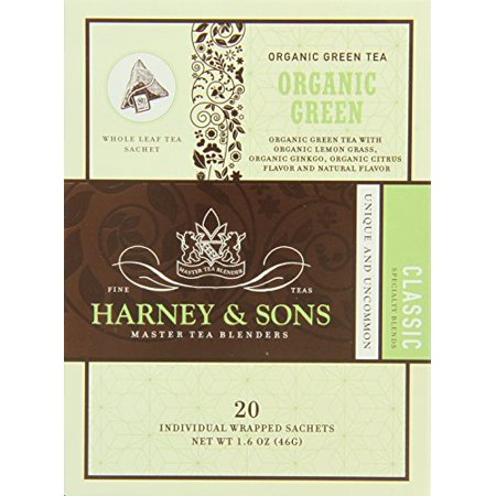 0753167710458 - HARNEY AND SONS TEA ORGANIC GREEN WITH GINKGO AND CITRUS SACHETS 20 COUNT
