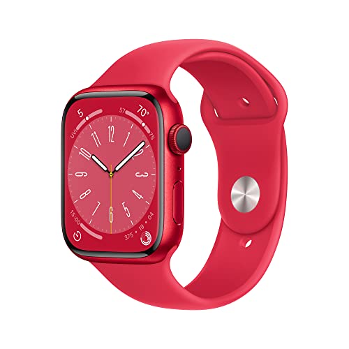 0753575990107 - APPLE WATCH SERIES 8 (GPS, 45MM) - RED ALUMINUM CASE WITH RED SPORT BAND, M/L (RENEWED PREMIUM)