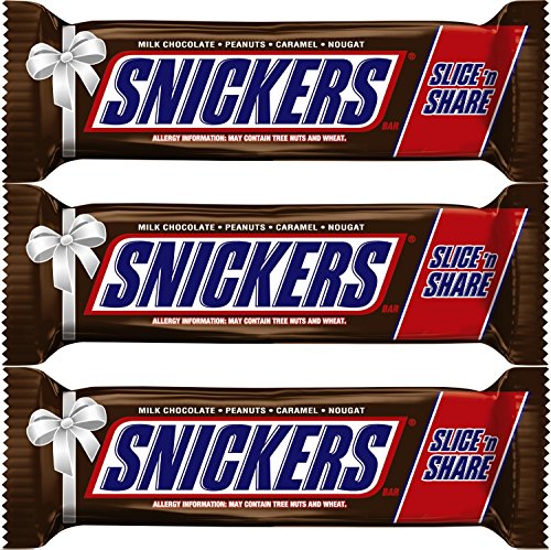 0753640988169 - SNICKERS CHOCOLATE CANDY BAR SLICE'N SHARE (16 OZ) - PACK OF 3 PEANUTS & CARAMEL FOR THOSE HUNGRY MOMENTS