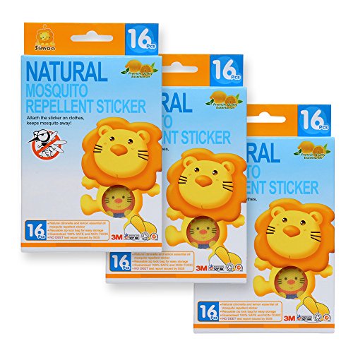 0753677550018 - SIMBA NATURAL MOSQUITO REPELLENT STICKER (16PCS) WITH CITRONELLA AND LEMON EXTRACT/ NO DEET, EXTRA SAFE! (3 PCS)