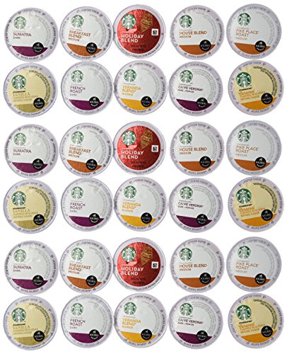 0753677626027 - 30 COUNT - VARIETY PACK OF STARBUCKS COFFEE K-CUPS FOR ALL KEURIG K CUP BREWERS - (10 FLAVORS, NO DECAF, 3 K CUPS EACH)