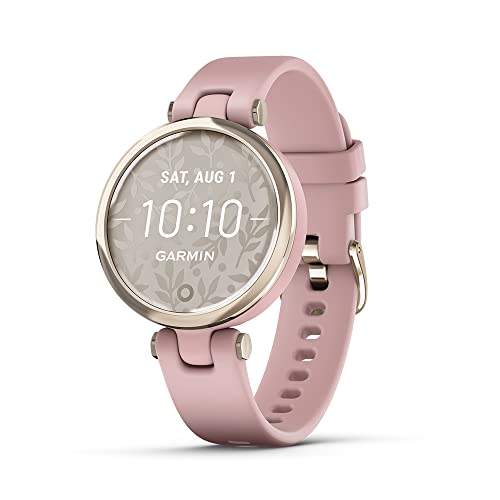 0753759270209 - GARMIN LILY™ STYLISH SMALL SMARTWATCH, BRIGHT TOUCHSCREEN DISPLAY AND PATTERNED LENS, CREAM GOLD AND DUST ROSE, SILICONE BAND