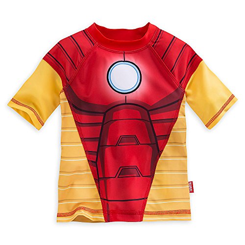 0754097658711 - DISNEY STORE IRON MAN WATER AND POWER RASH GUARD FOR BOYS, SIZE 7/8, RED/YELLOW