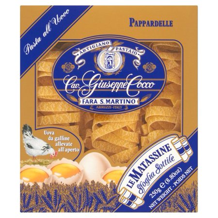 0754122003165 - GIUSEPPE COCCO (6 PACK) PAPPARDELLE LARGE EGG PASTA HAND-MADE SLOW DRIED 250G BAGS FROM ITALY