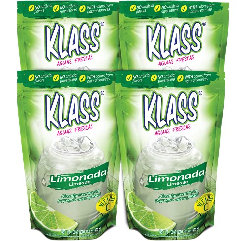 0754177614705 - KLASS AGUAS FRESCAS LIMEADE DRINK MIX - NO ARTIFICIAL FLAVORS, NO ARTIFICIAL SWEETENERS, COLORS FROM NATURAL SOURCES (MAKES 7 QUARTS) 14.1 OUNCE FAMILY PACK (4-PACK)