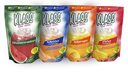 0754177849541 - KLASS AGUAS FRESCAS TROPICAL PACK-DRINK MIX, FLAVORS & COLORS FROM NATURAL SOURCES NO ARTIFICIAL FLAVORS, NO ARTIFICIAL SWEETENERS (MAKES FROM 7 TO 9 QUARTS) 14.1 OZ FAMILY PACK (4-PACK)