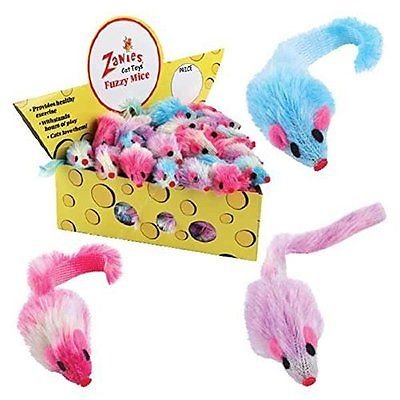 0754235193951 - 20 COUNT CHEESE WEDGE CAT TOYS FURRY RATTLE MICE