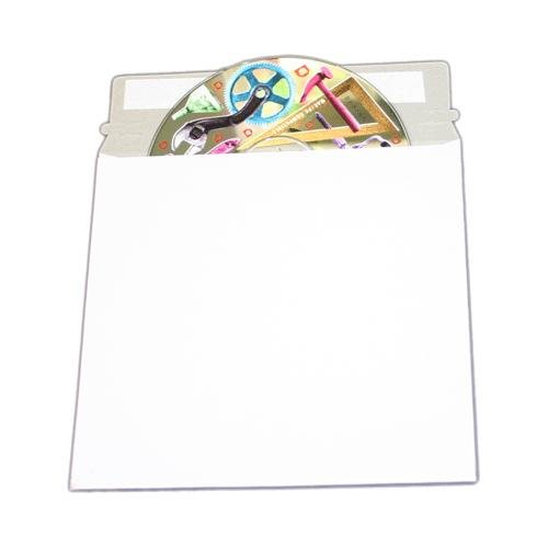 0075430237623 - 100 CD/DVD WHITE CARDBOARD MAILERS, SELF SEAL MAILERS WITH FLAP (6 X 6 3/8)
