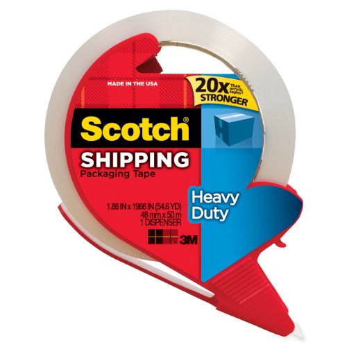 7544580259050 - SCOTCH HEAVY DUTY SHIPPING PACKAGING TAPE WITH REFILLABLE DISPENSER, 1.88 IN X 5
