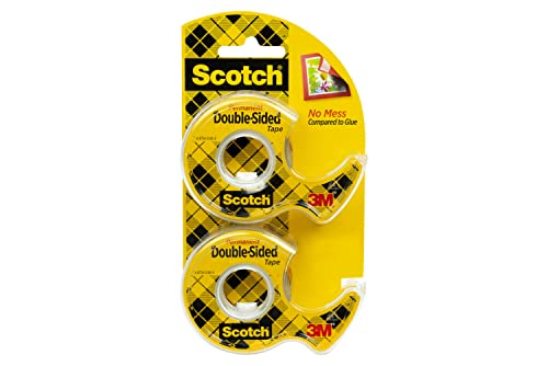 7544580282034 - SCOTCH DOUBLE SIDED TAPE, PERMANENT, 1/2 IN X 400 IN, 2 DISPENSERS/PACK (137DM-2)