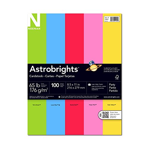 7544580339110 - NEENAH ASTROBRIGHTS PREMIUM COLOR CARD STOCK ASSORTMENT, 65 LB, 8.5 X 11 INCHES, 100 SHEETS