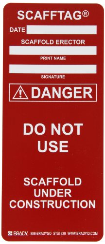 0754473144593 - BRADY SCAF-STSI 629, RED SCAFFTAG INSERTS DANGER 100/PACKAGE RED (100 TAGS)