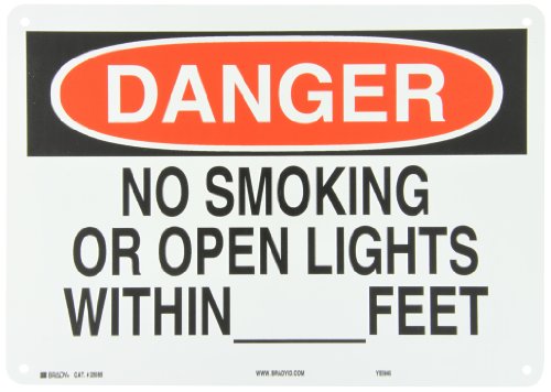 0754473250850 - BRADY 25085 PLASTIC NO SMOKING SIGN, 10 X 14, LEGEND NO SMOKING OR OPEN LIGHTS WITHIN___FEET