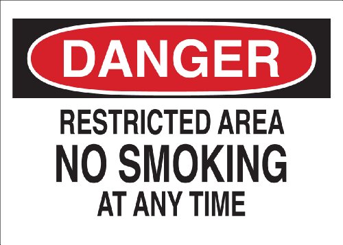 0754473250881 - BRADY 25088 PLASTIC NO SMOKING SIGN, 7 X 10, LEGEND RESTRICTED AREA NO SMOKING AT ANY TIME